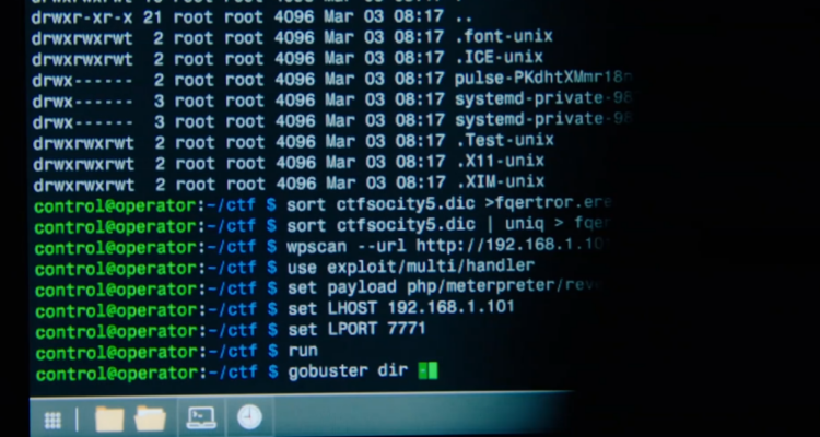 Screenshot of the terminal in The Undeclared War