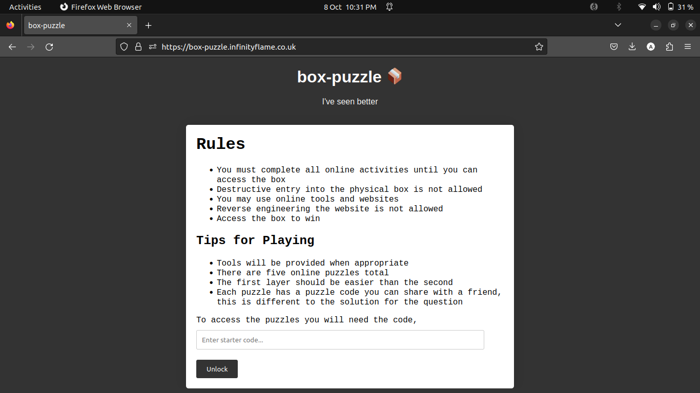 box puzzle website rules