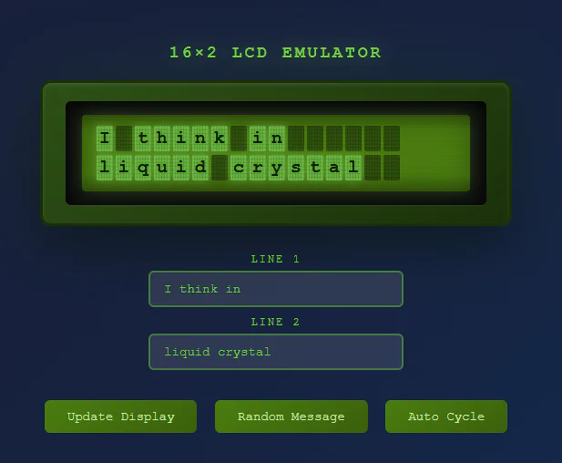 LCD 16x2 LCD Emulator