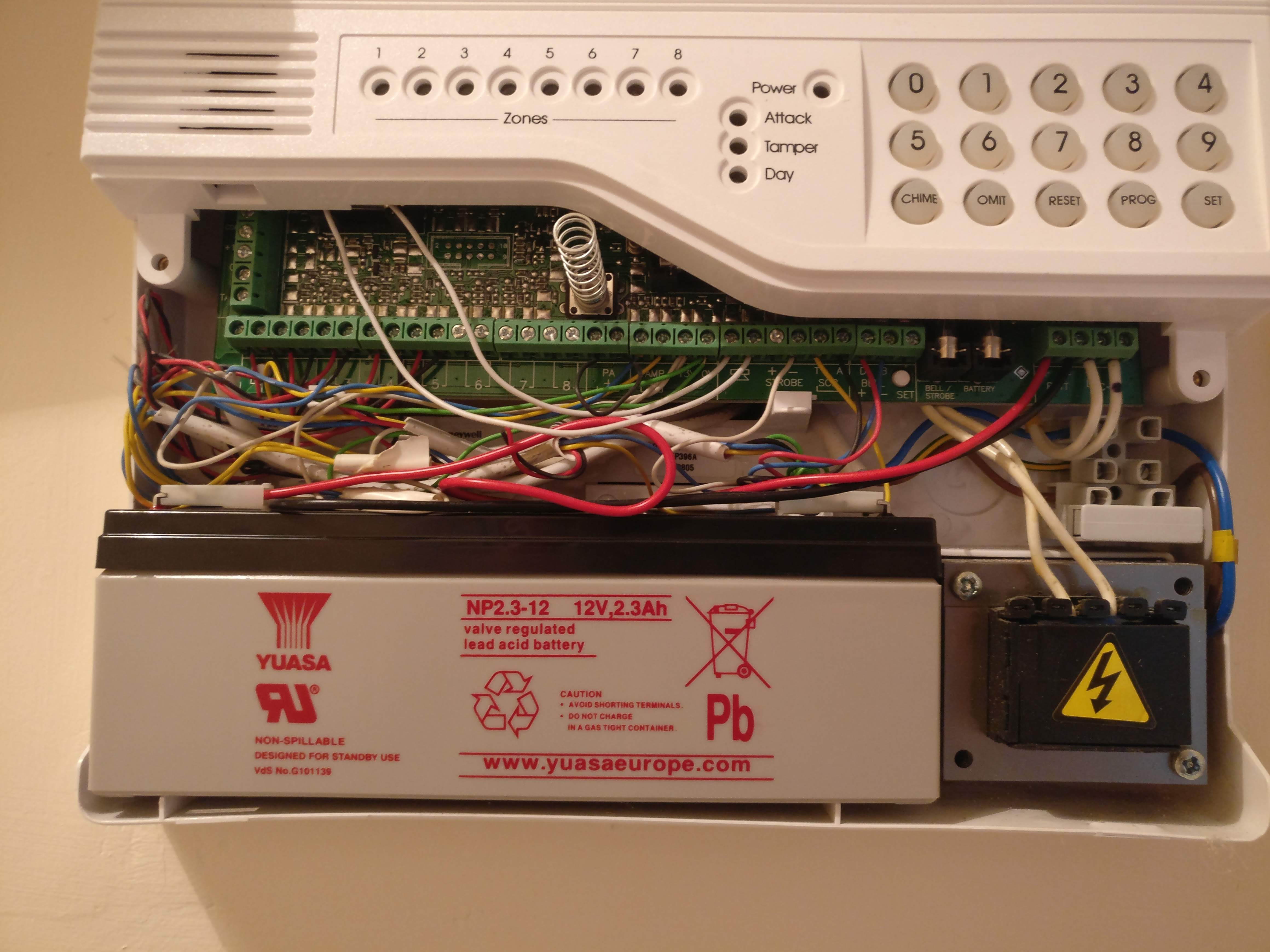 Accenta / Optima alarm control box with bottom section removed