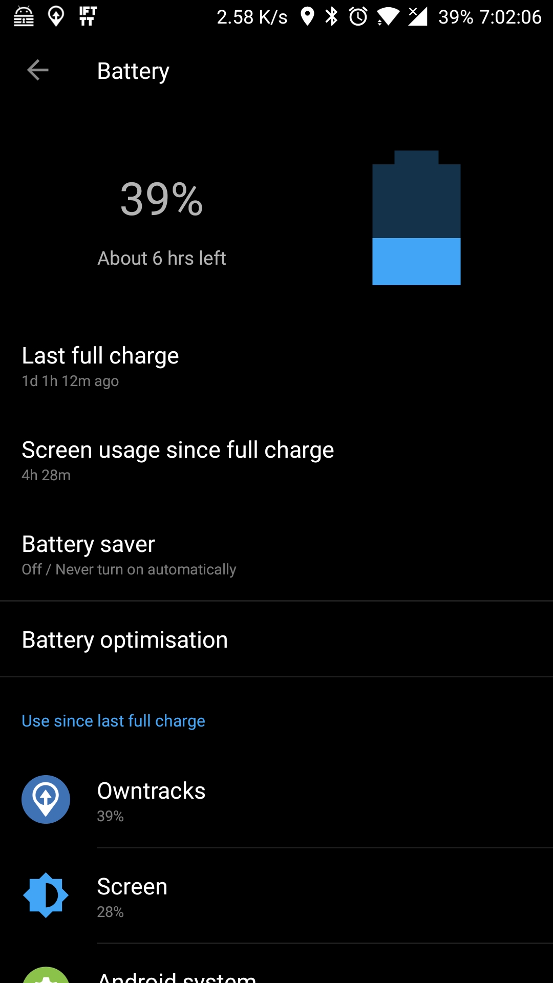 Oneplus3 Battery usage with owntracks