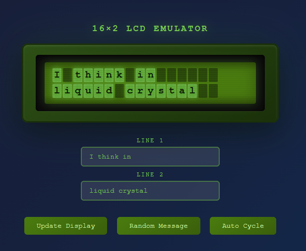 LCD 16x2 LCD Emulator